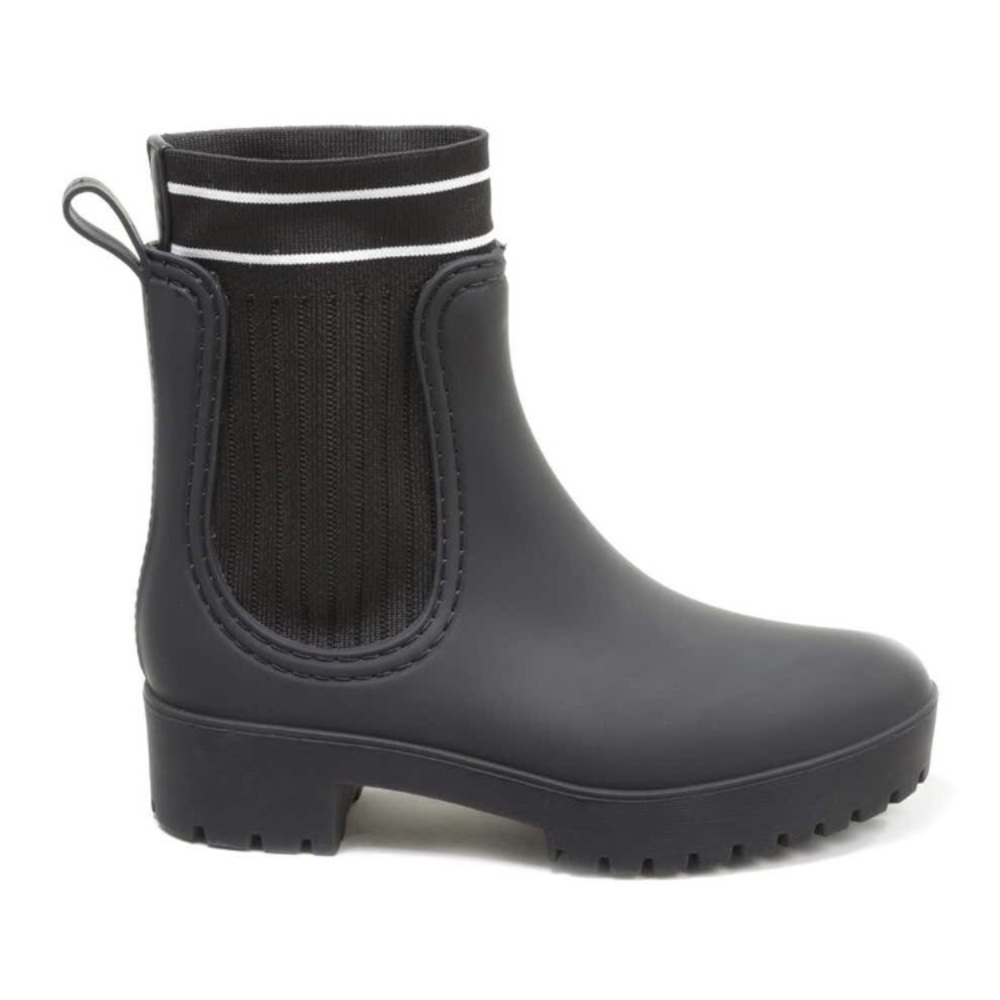 Catherine Maladrino Matte Black Stripe Rain Boot